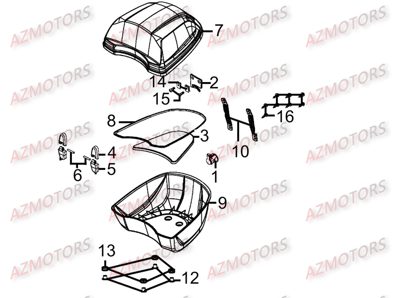 Top Case [detail] KYMCO Pièces LIKE 200 I LX 4T EURO III